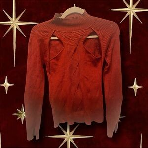 Jonathan Simkhai Red Cut-Out Turtleneck Sweater